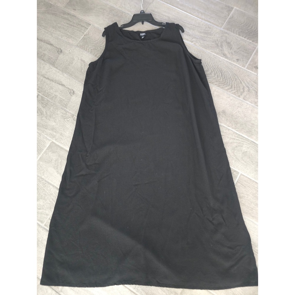 Eileen Fisher Black Viscose Wool Textured Knit Sleeveless Shift Dress 2X USA - Picture 3 of 8